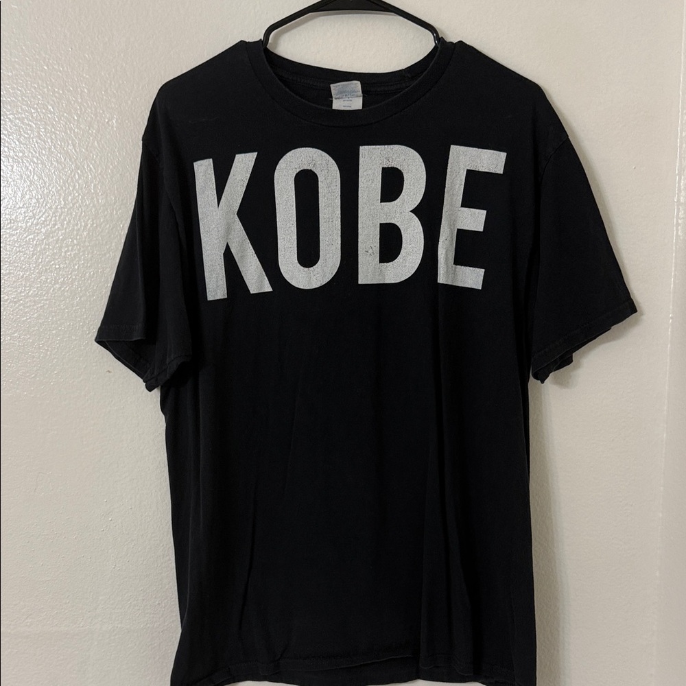 Used- Black T-Shirt with White 'KOBE' Print - Large